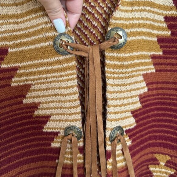 Cotton & Rye Outfitters Women's Southwest Aztec‎ Fringe Cardigan Sweater Small S - Picture 4 of 7